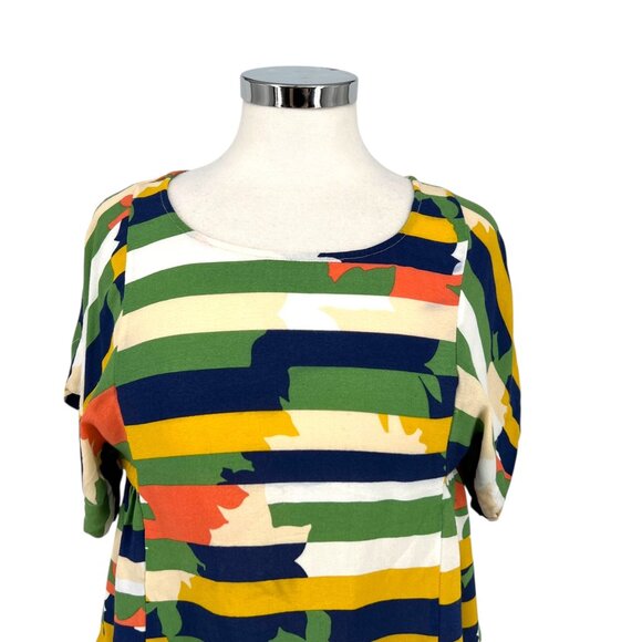 Maeve Anthropologie Milla Striped Multicolor Short Sleeve Blouse Size Small - Picture 2 of 13